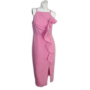Kay Unger Nellie Ruffle Dress in Peony Pink Sleeveless Cocktail Dress Size 4